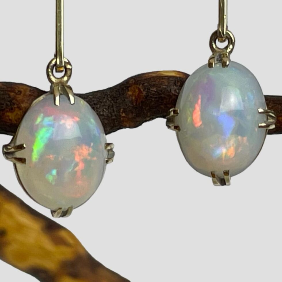 A close up of the opals showing the fantastic colour play within.