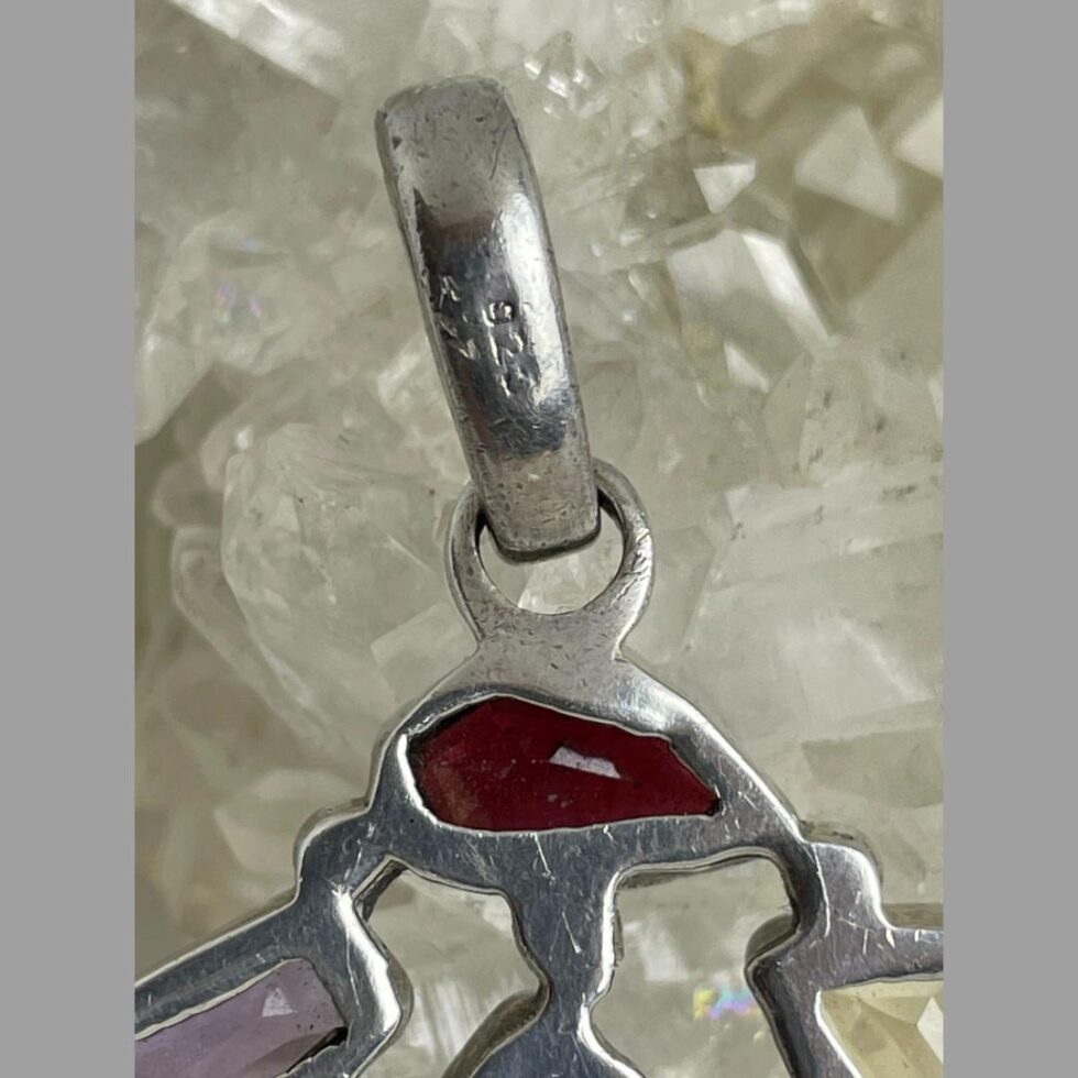 Close up photo of the bail displaying the 925 hallmark.