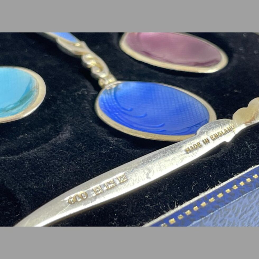 Close up photo of the hallmark on the back of one of the spoons.