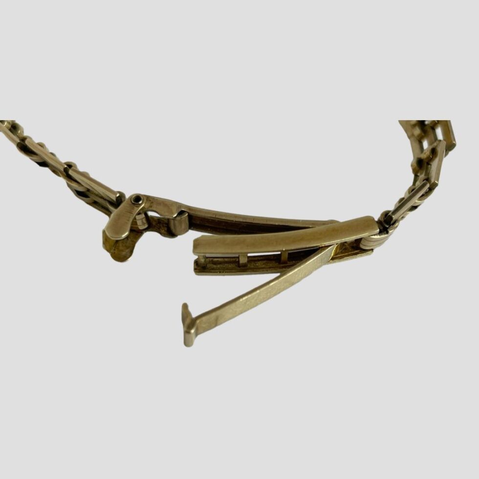 Close up photo of the clasp area of ladies Rotary watch showing the clasp open but not undone.