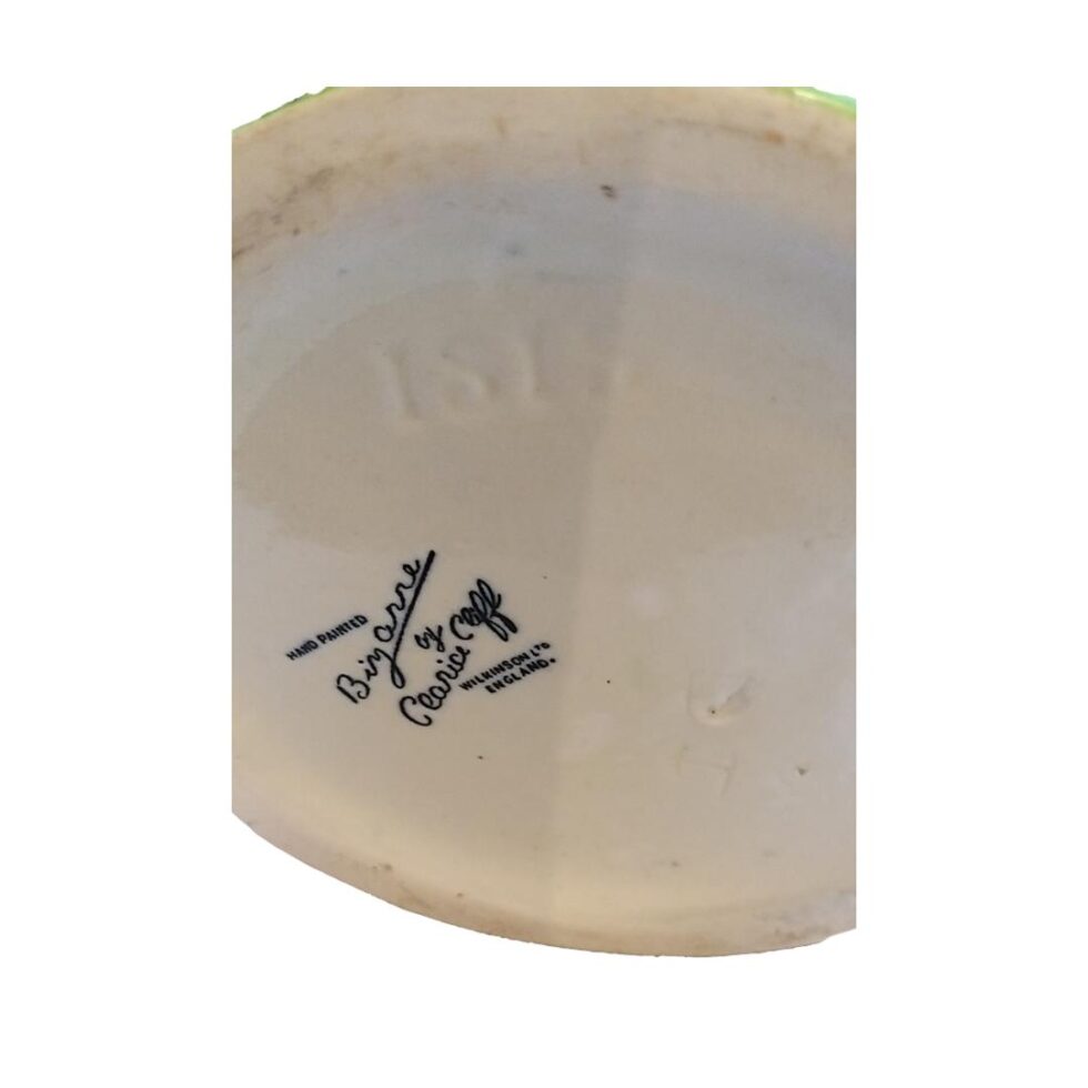 Close up photo of the Clarice Cliff signature mark on the base.