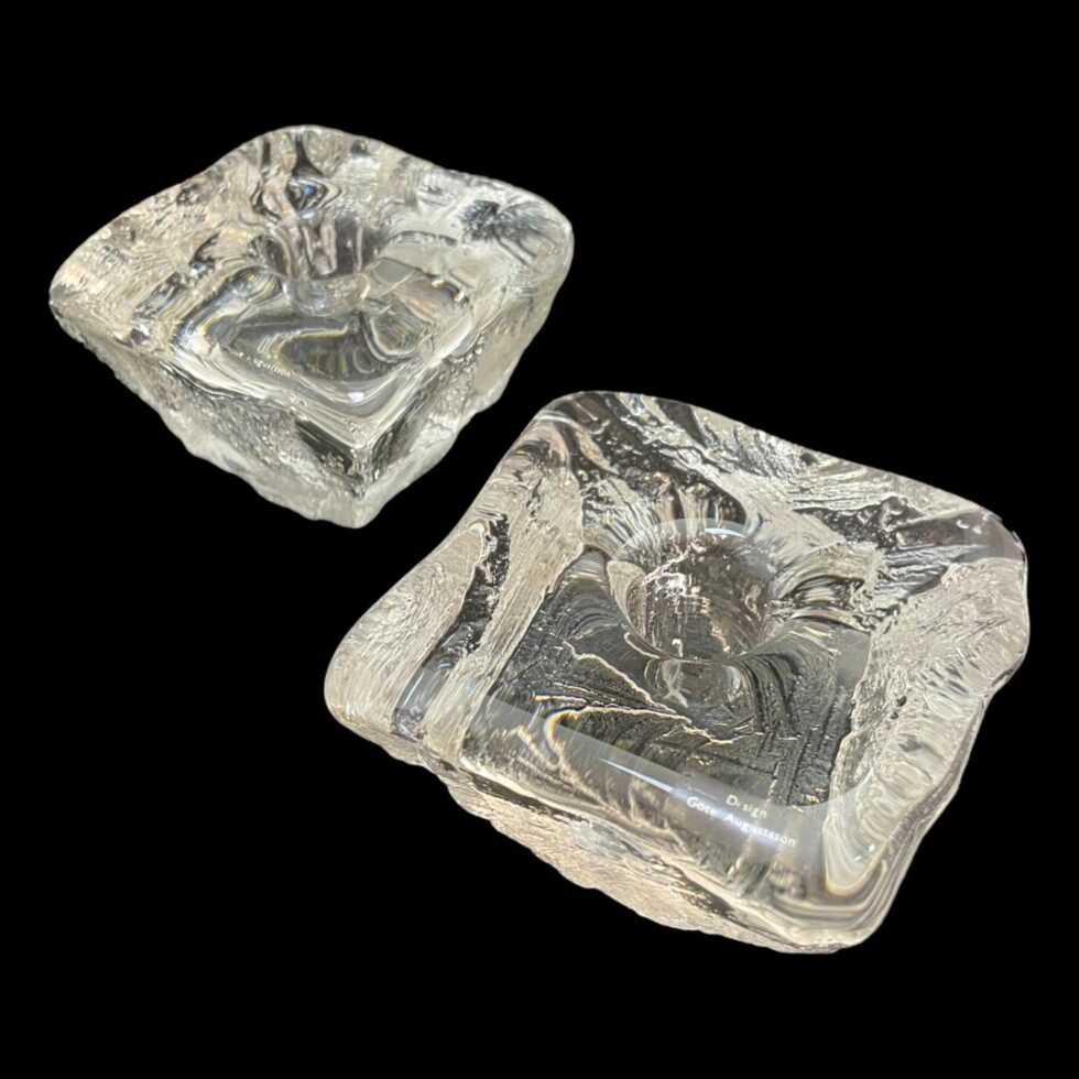 Photo of ice cube candle holders this time from a slightly raised angle still positioned the same as main photo.