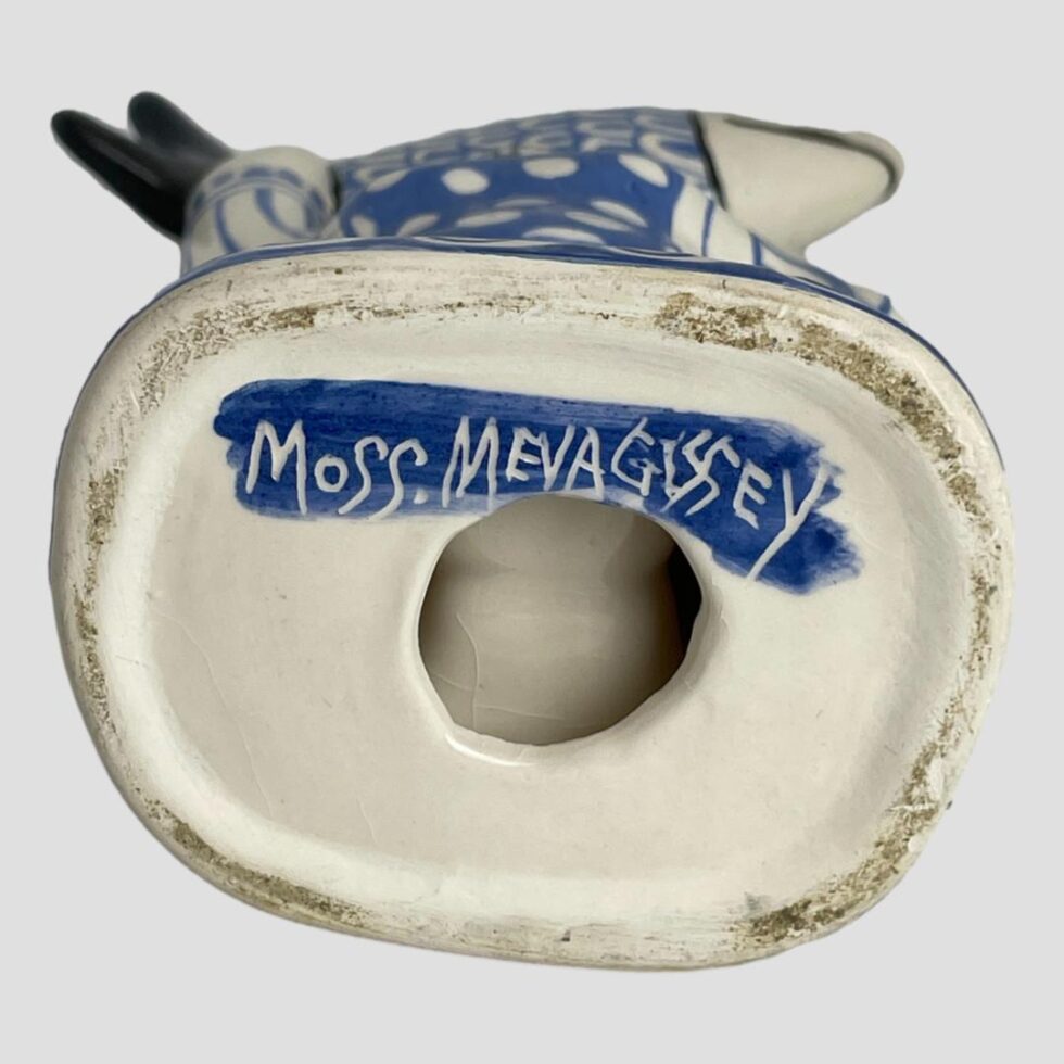 Photo of the base of the figure reading Moss Mevagissey.