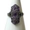 Main photo of 935 silver &amethyst ring displayed on a white cone shaped stand and seen with the ring front forward facing.