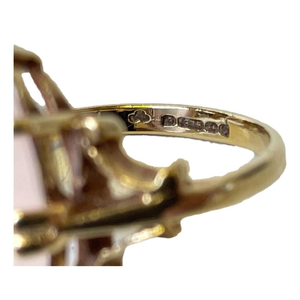 Close up shot of the full hallmark on the inside band of ring.