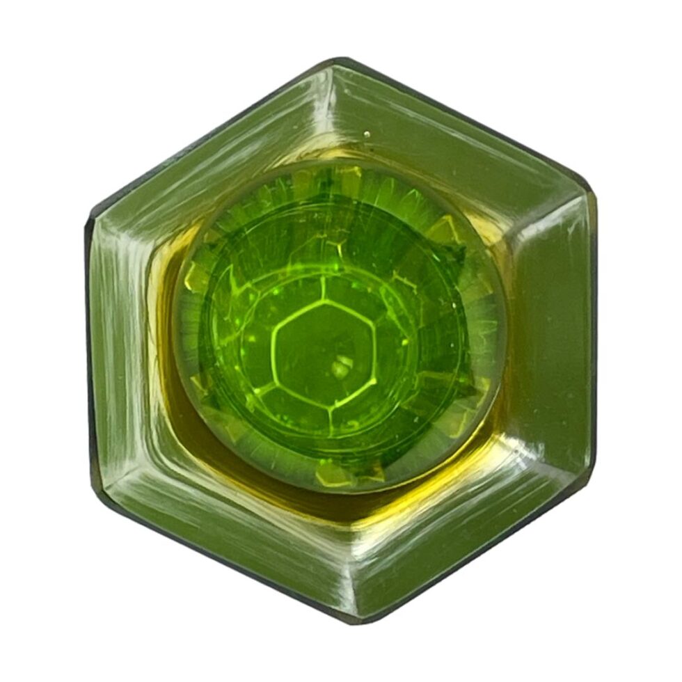 Photo looking straight down into the mouth of the Sommerso vase .