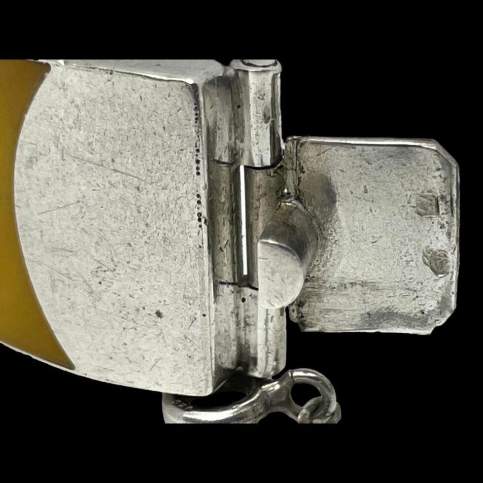 Close up photo of the hallmark on the tip of the clasp - barely visible but can just make out!