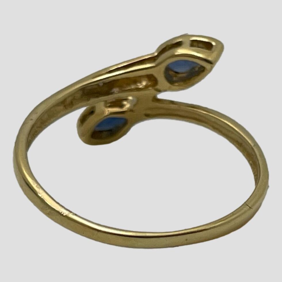 Photo of back of ring showing the setting for the stones.