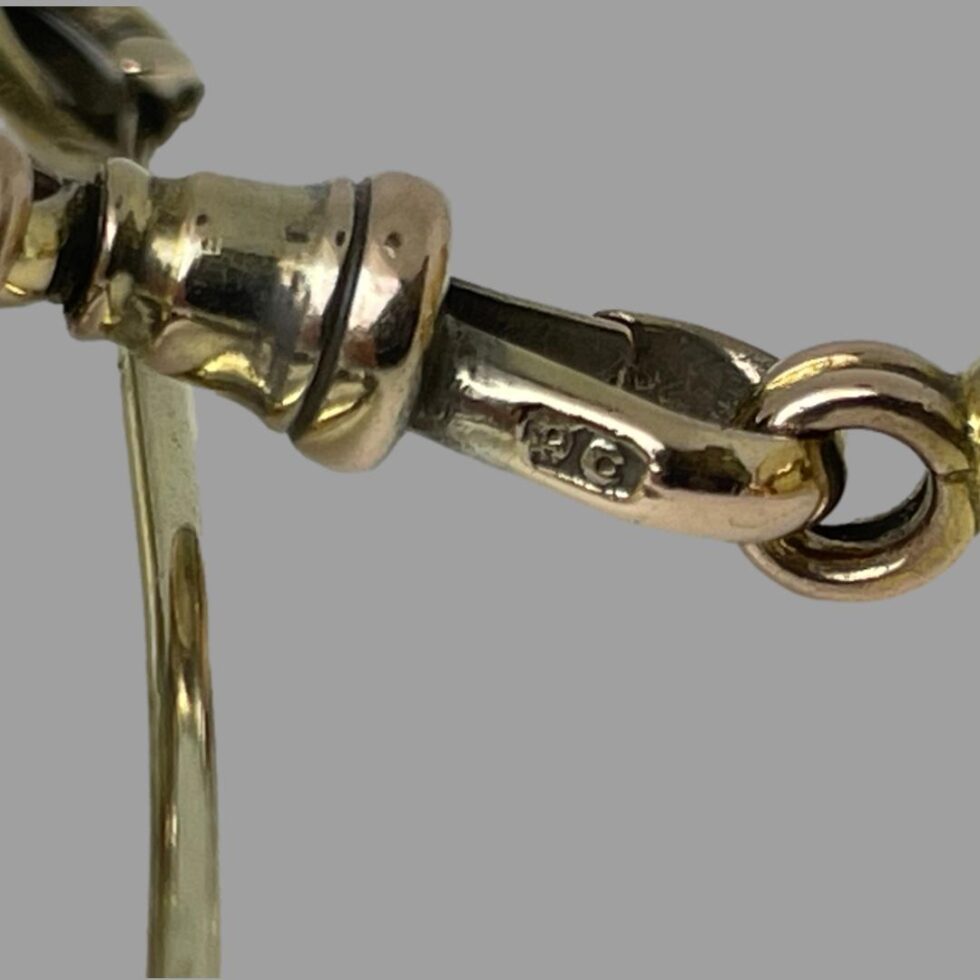 Close up photo of the hallmark on the dog clasp