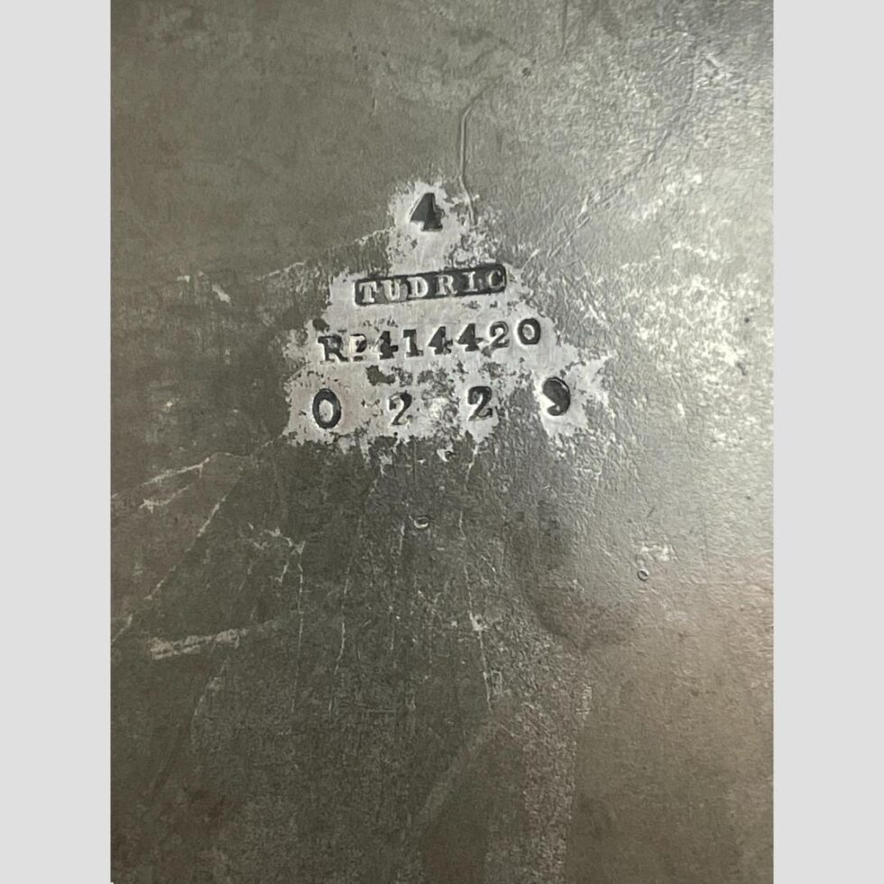 Close up photo of the makers details on the base of the bowl including an Rd number.