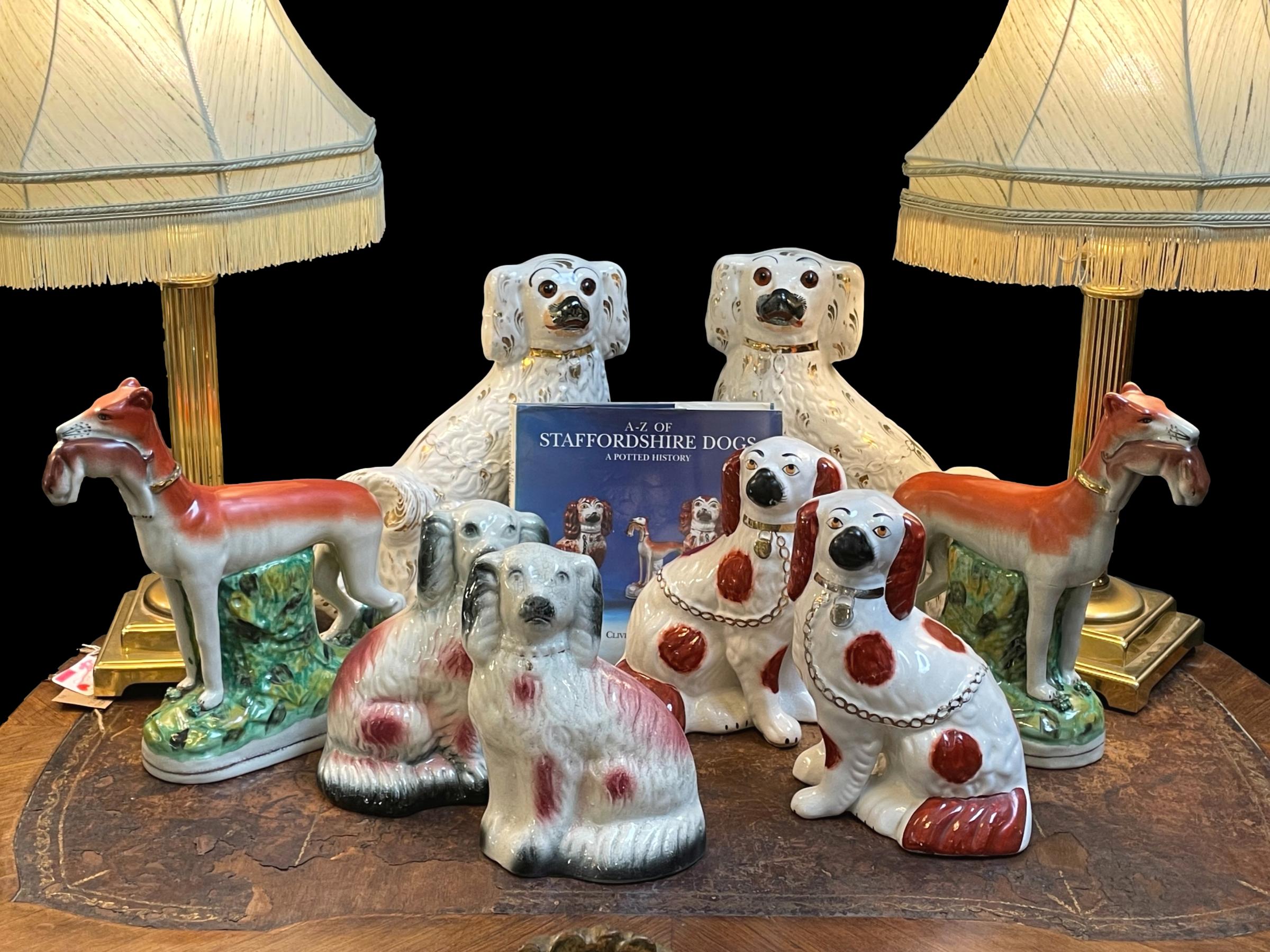 Mans Best Friend A selection of Staffordshire dogs posed on a wooden table