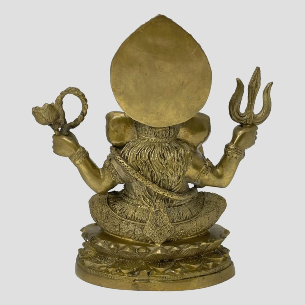 Photo of the full back of Lord Ganesh bronze.