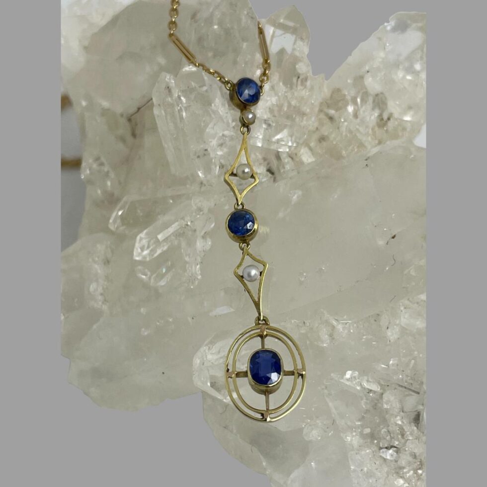 A close up photo of the attached pendant area of the necklace.