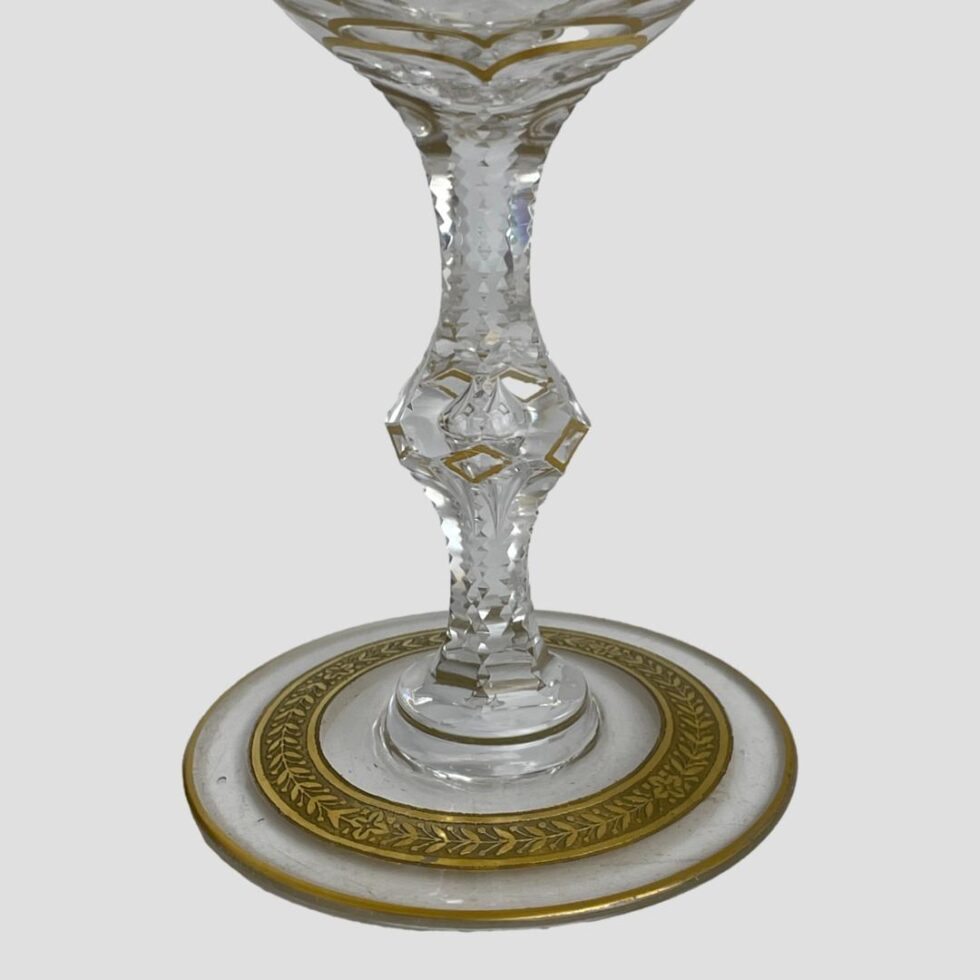 A close look at the cut crystal stem detailing of the St Louis Congress goblet.