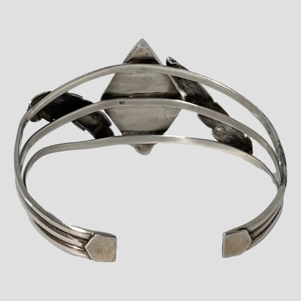 Photo of the back of the red onyx silver cuff.
