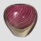 Main photo of Vicke Lindstand zebra vase seen from an eye level with one wide side on display. The shape of the vase is like a heart but without the little dip bit at the centre top. It has a narrower base in clear glass with some of the filigree strands looking like a fine net visible just below where the pink starts. The upper part balloons out into a bulbous finish with the vase opening sat in the middle at the top (not the whole of the top is open) The pink is a lovely shade and the white filigree swirls finish this piece perfectly.