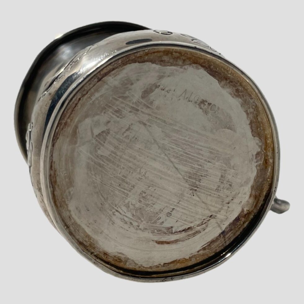 Photo of the base of the cup which shows A1 930 meaning the base is of highest quality silver plated.