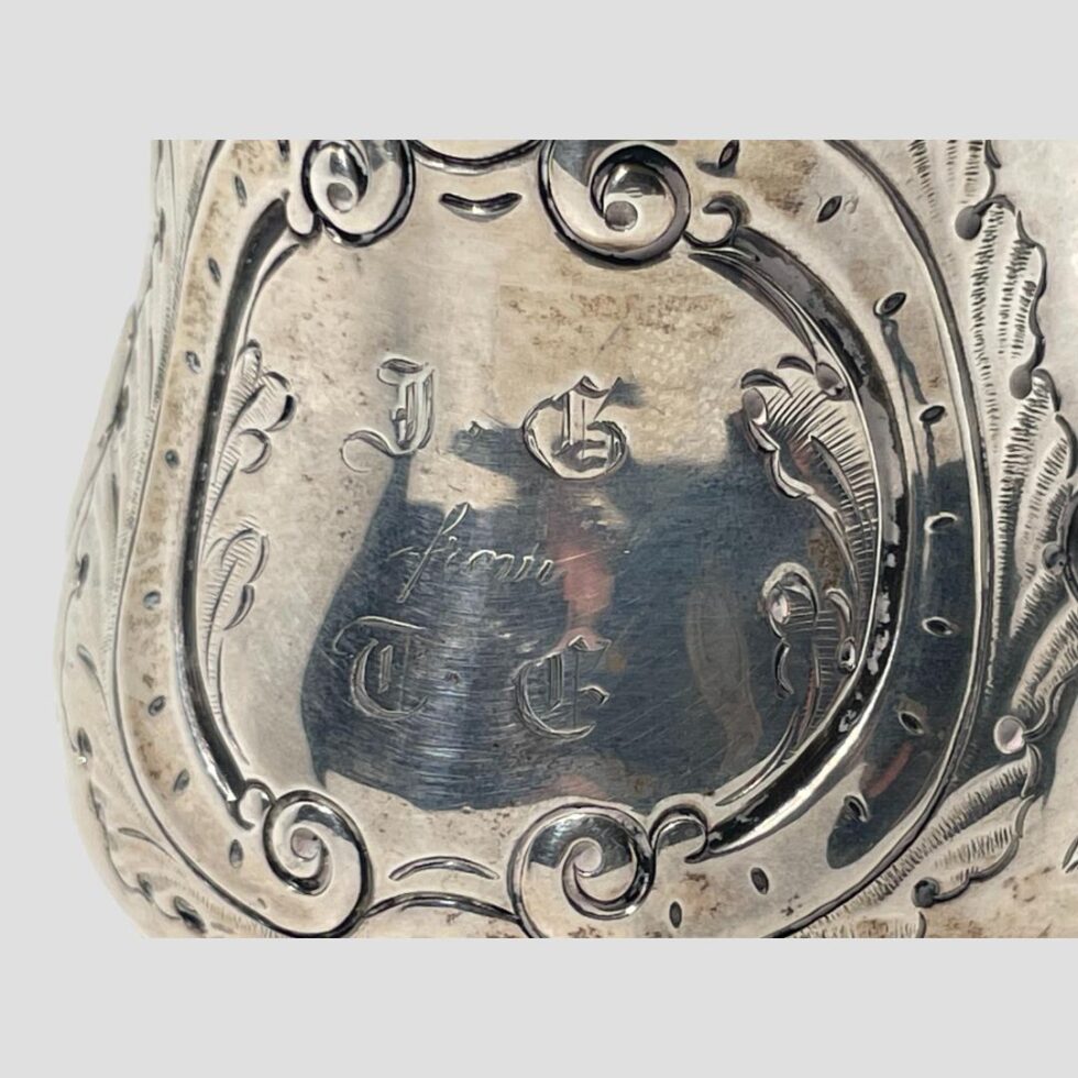 Close up photo of the engraved cartouche area.