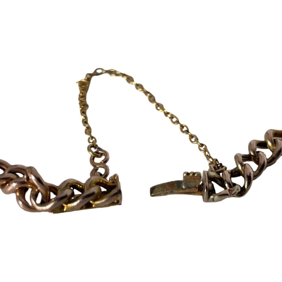 A close up of the clasp area with the clasp shown open.