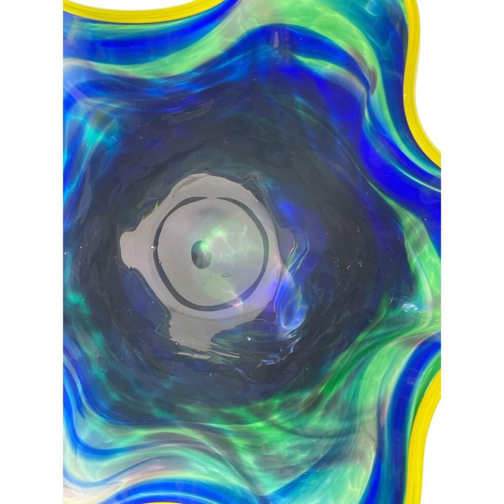 A close up of the inside of the bowl showing the merging of the colours.