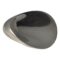 Main photo of Georg Jensen 'oyster' brooch displayed with the wider end on the right and thicker smaller end on the left. The shape is not unlike a guitar plectrum overall.