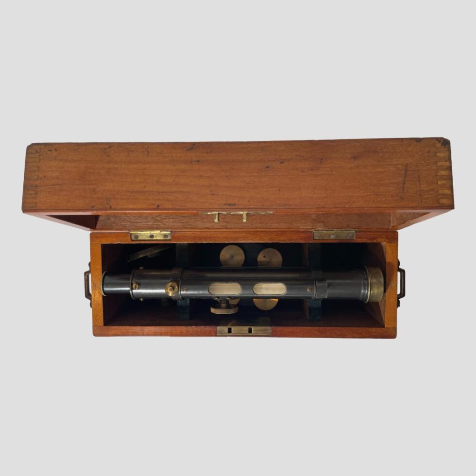 Photo looking straight down at the Stanley level which is shown sat in its fitted slot inside the case. We are looking straight down from above.