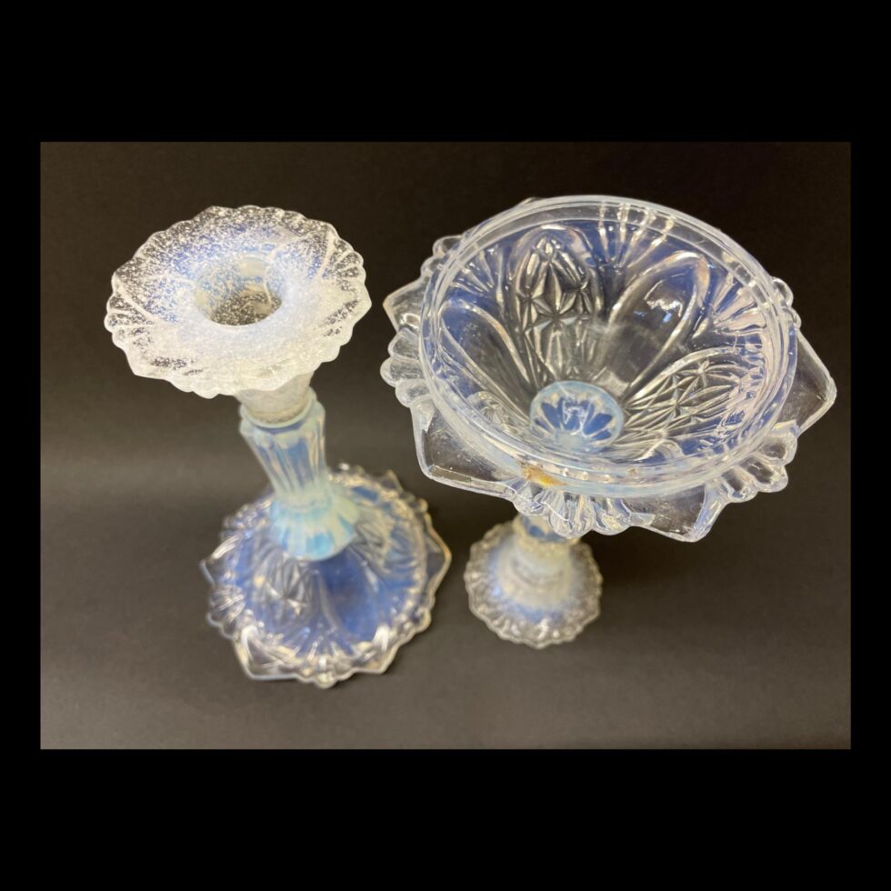 Here we are looking at both candlesticks again side by side. The lefthand one is upright and the righthand one is upside down.